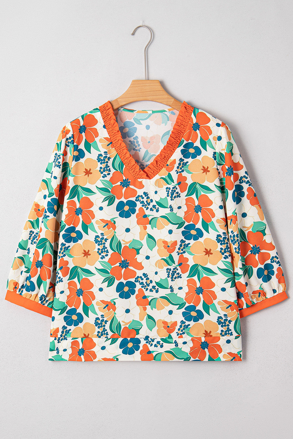 Orange Floral Frilled Blouse LT
