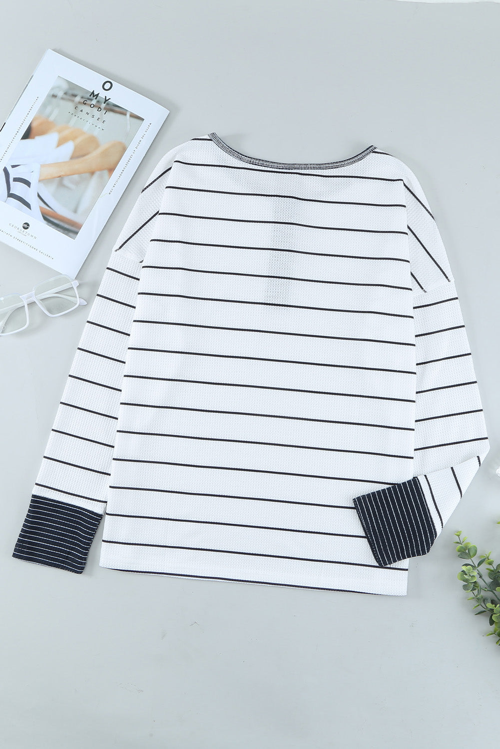 Stripe Waffle Knit Top LT