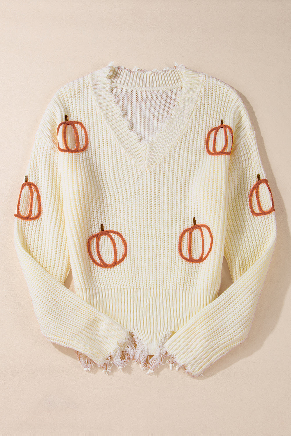 Pumpkin Raw Hem Sweater FB