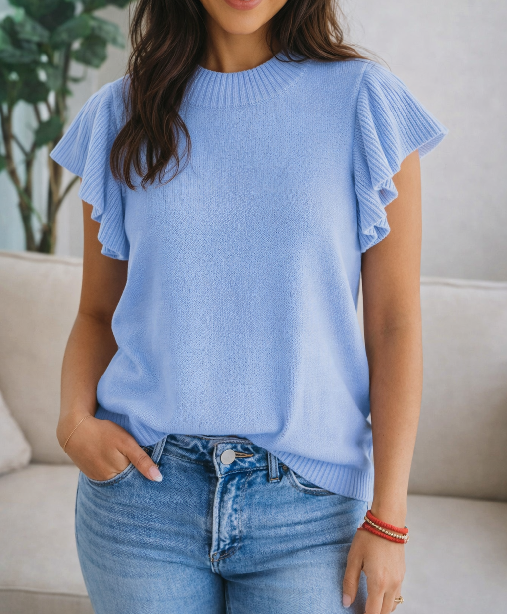 Ribbed Trim Sweater FB