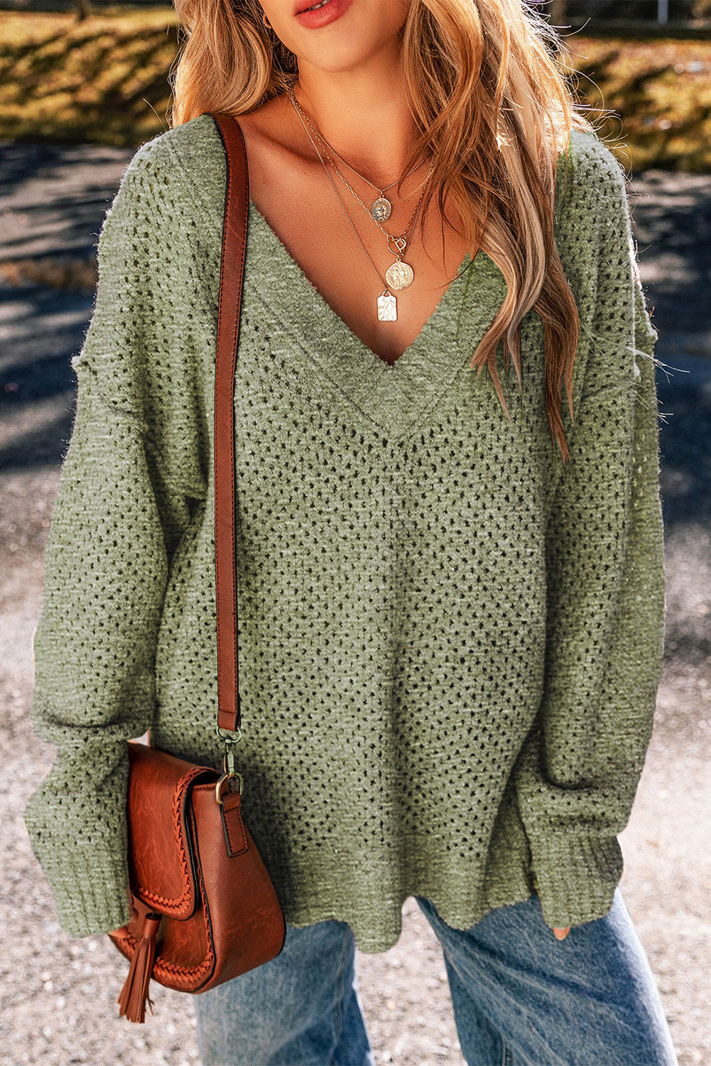 Loose Eyelet Sweater FB