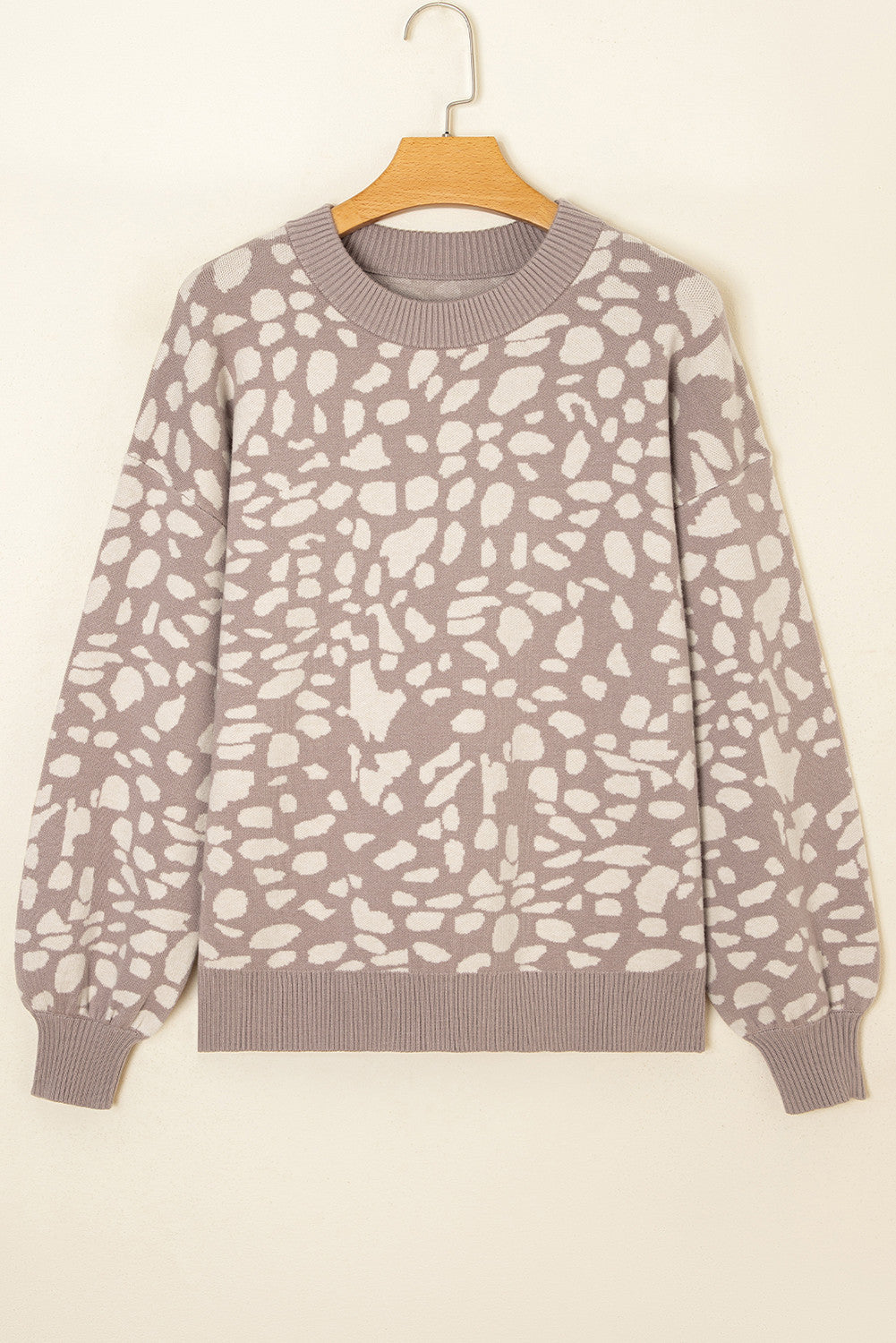 Gray Leopard Ribbed Sweater LT
