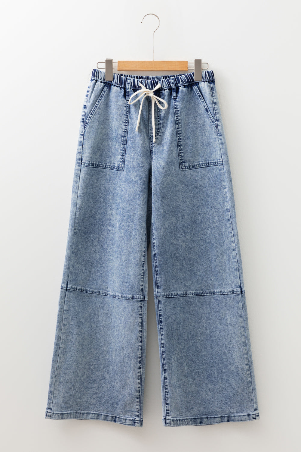 Acid Wash Drawstring Waistband Jeans LT