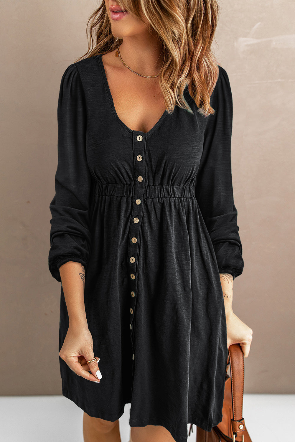 Black Button Up Dress FB