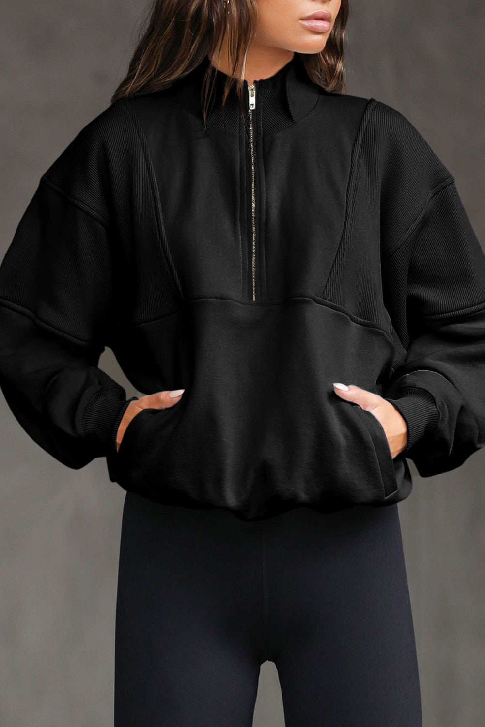 Black Half Zip Sweatshirt FB