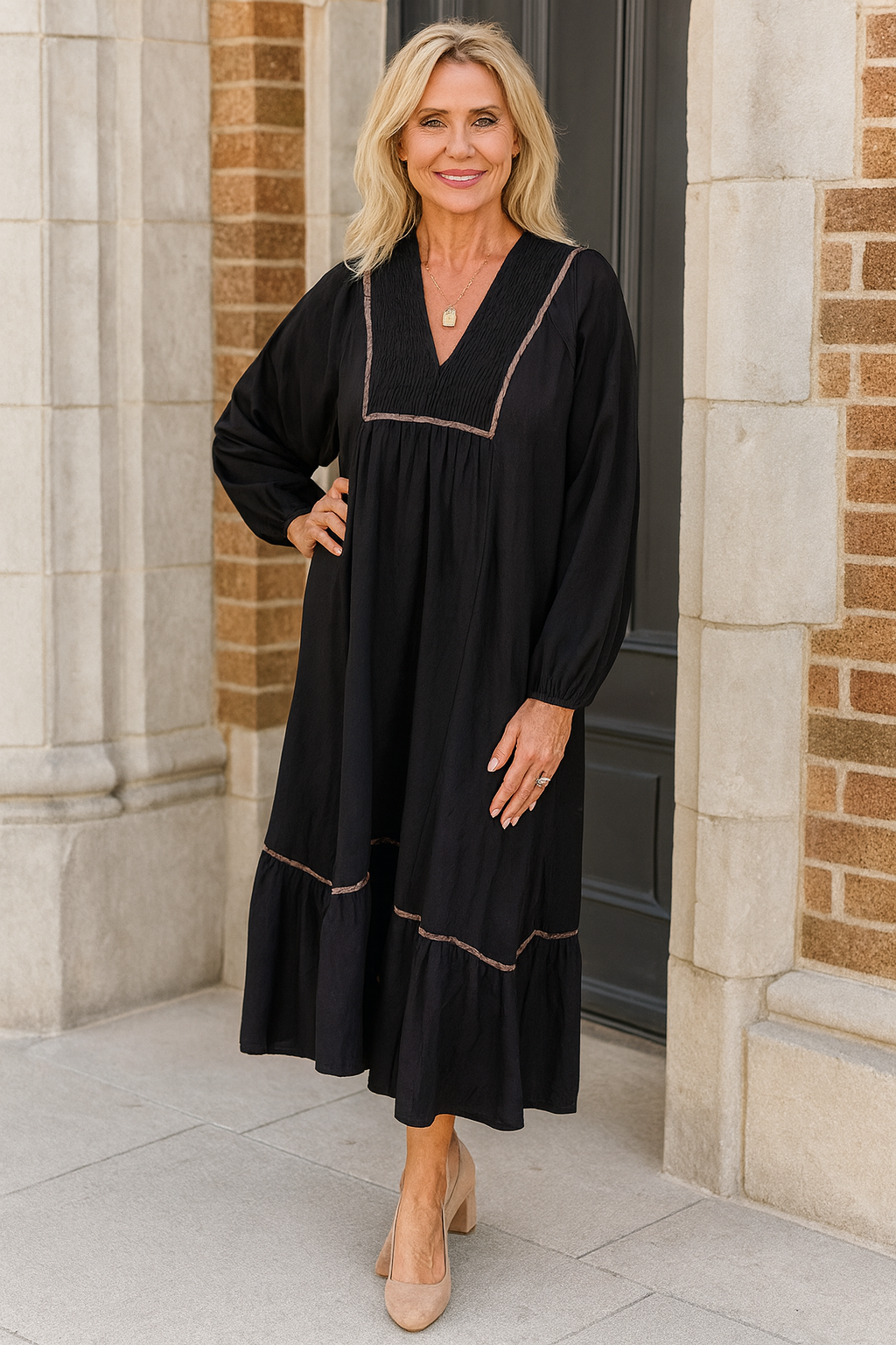 Leopard Trim Dress LT