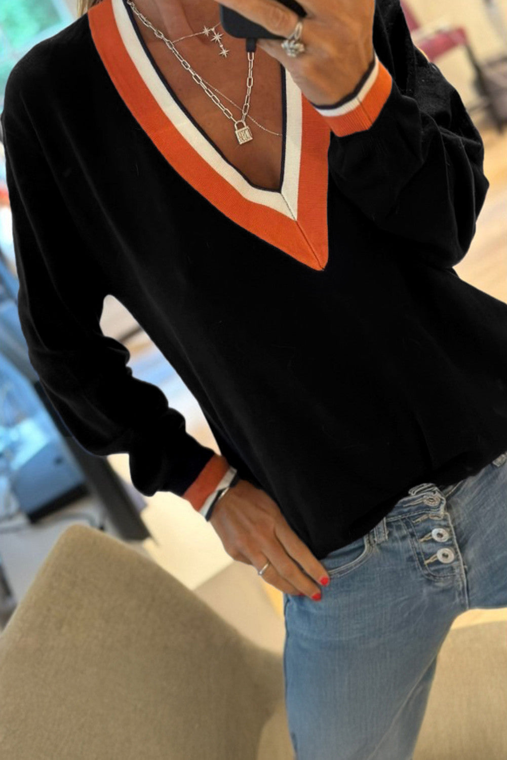 Varsity Trim Sweater October.