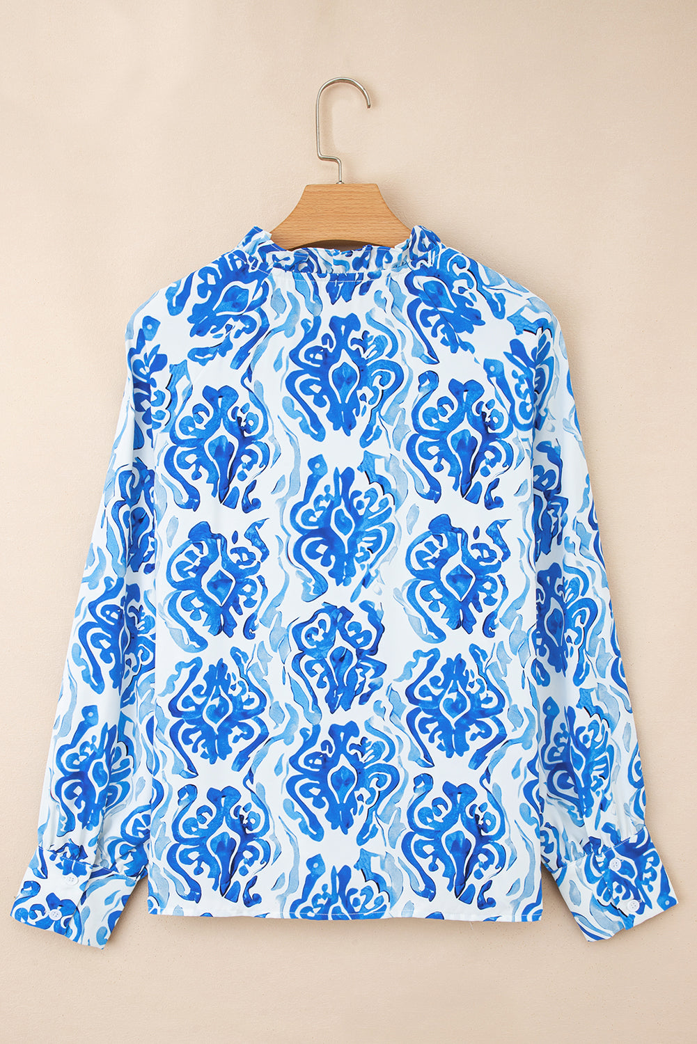 Blue Printed Split Neck Blouse LT