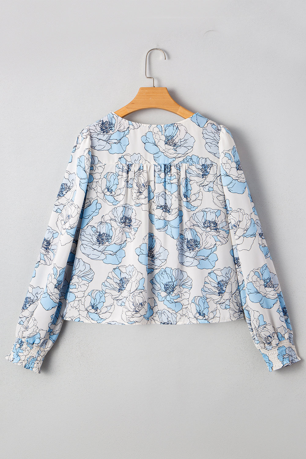 Blue Floral Square Neck Blouse LT