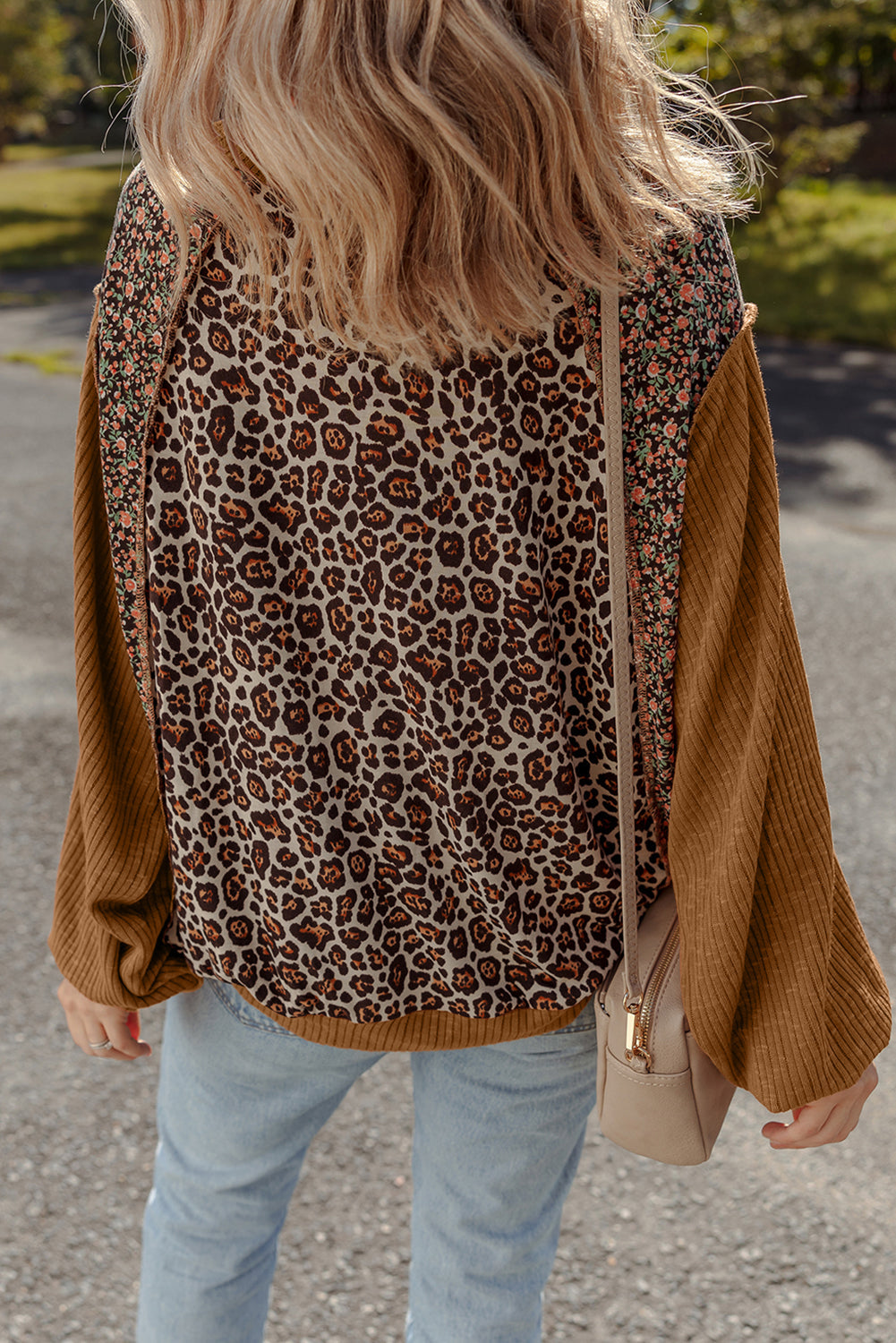Brown Leopard Floral Pullover LT
