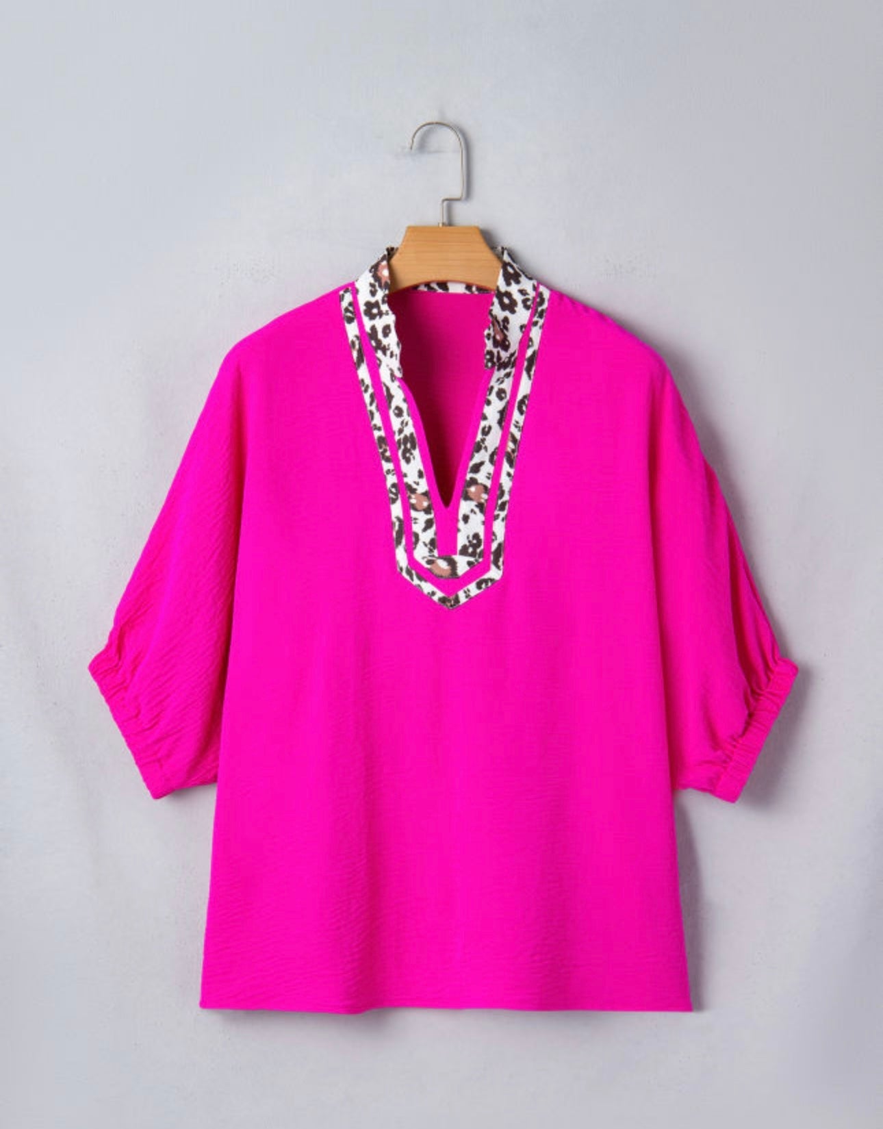 Dolman Leopard Trim Blouse