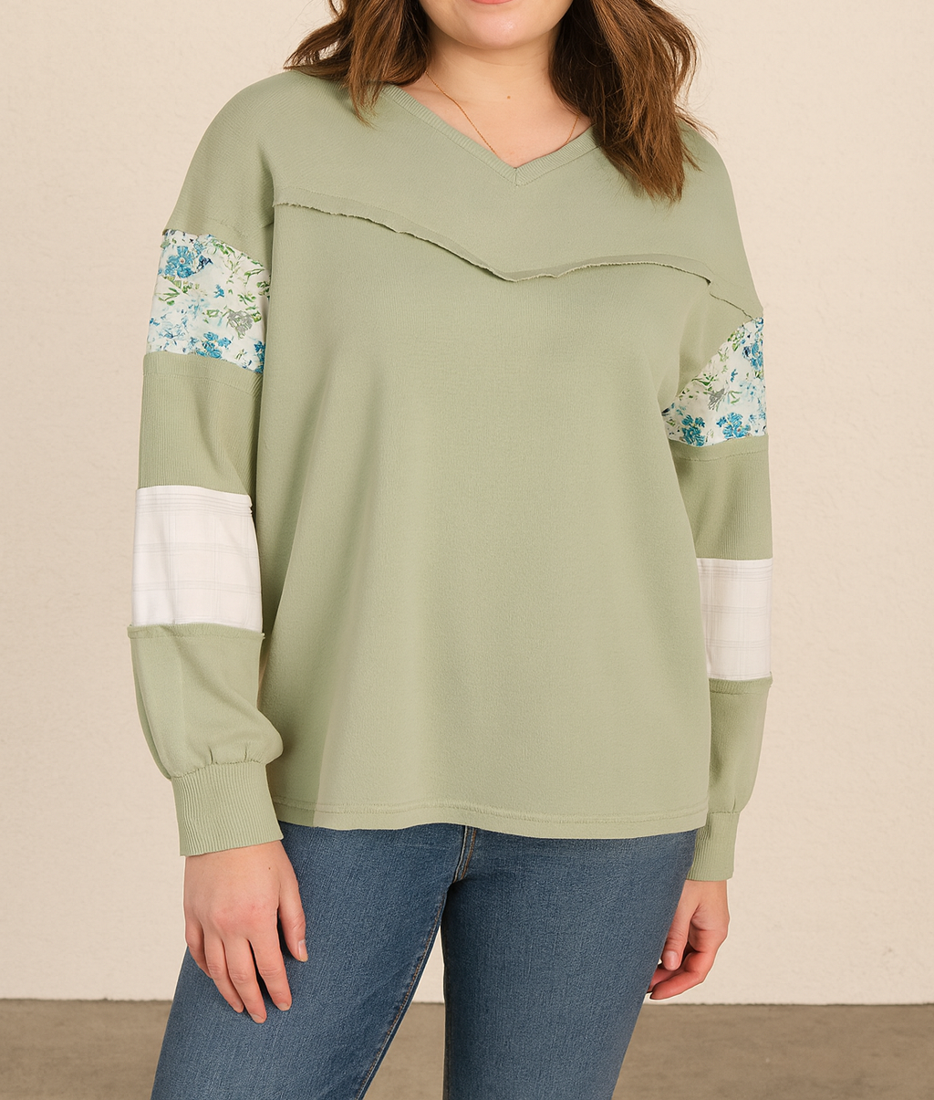 Green Floral Sleeve Top FB