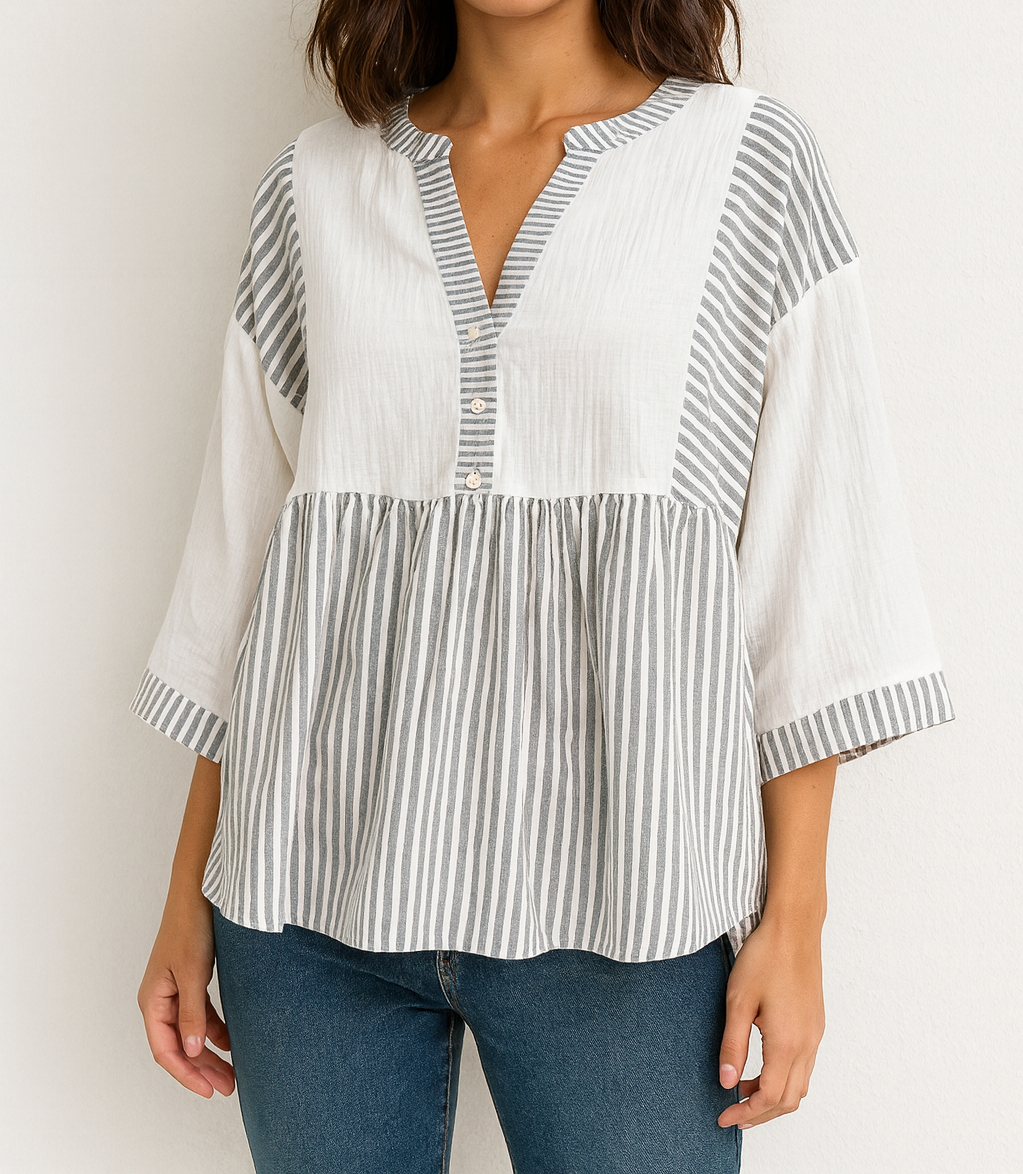 Grey Babydoll Blouse FB