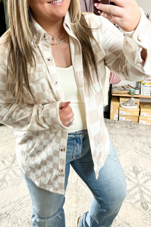 Checkered Plus Size Shacket FB
