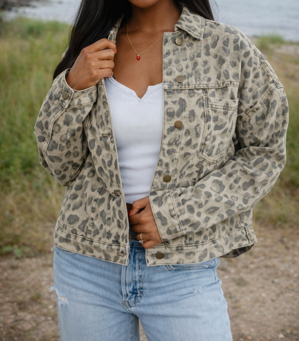 Retro Leopard Denim Jacket