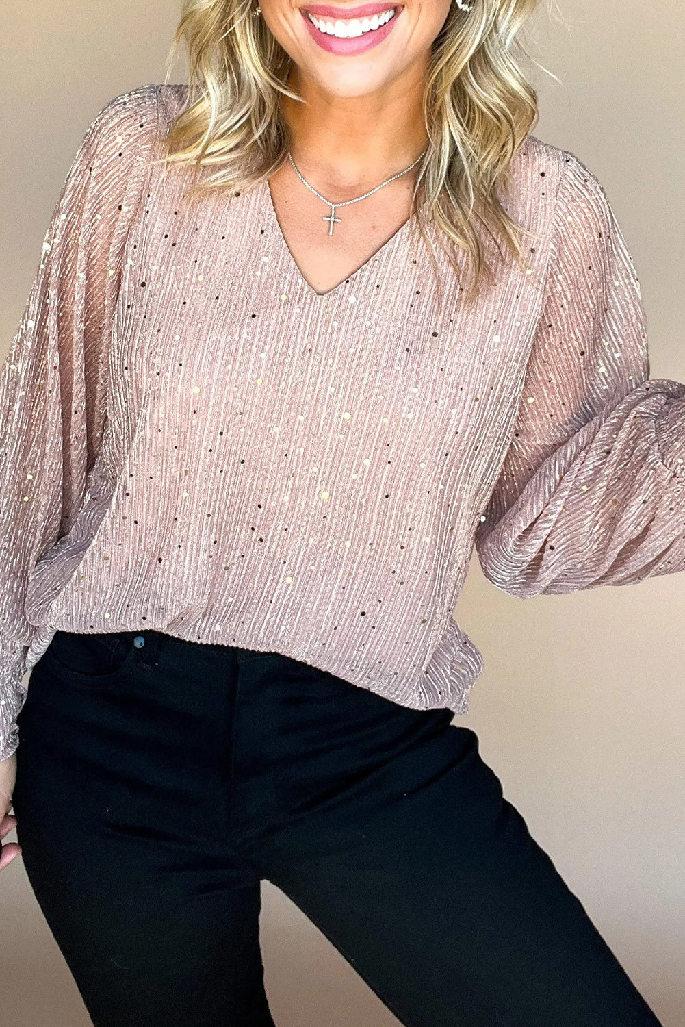 Light Pink Sequin Blouse FB
