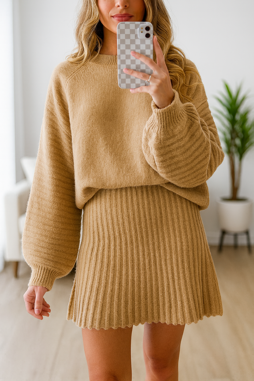 Mini Skirt Sweater Knitted Set FB