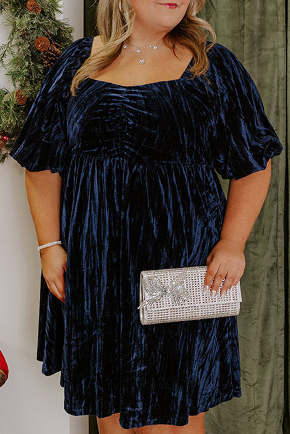 Navy Velvet Plus Size Dress LT