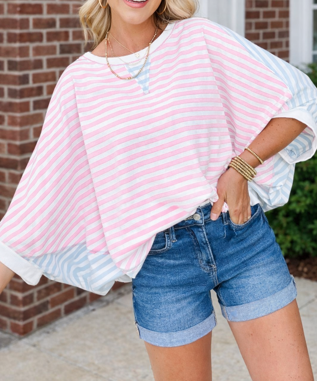 Oversize Colorblock Dolman Shirt LT