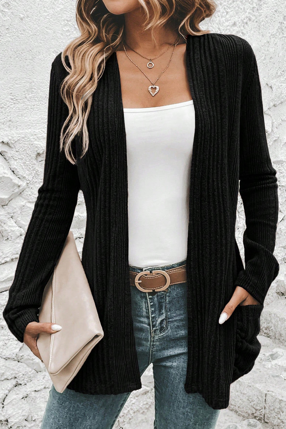 Ribbed Knitted Cardigan FB