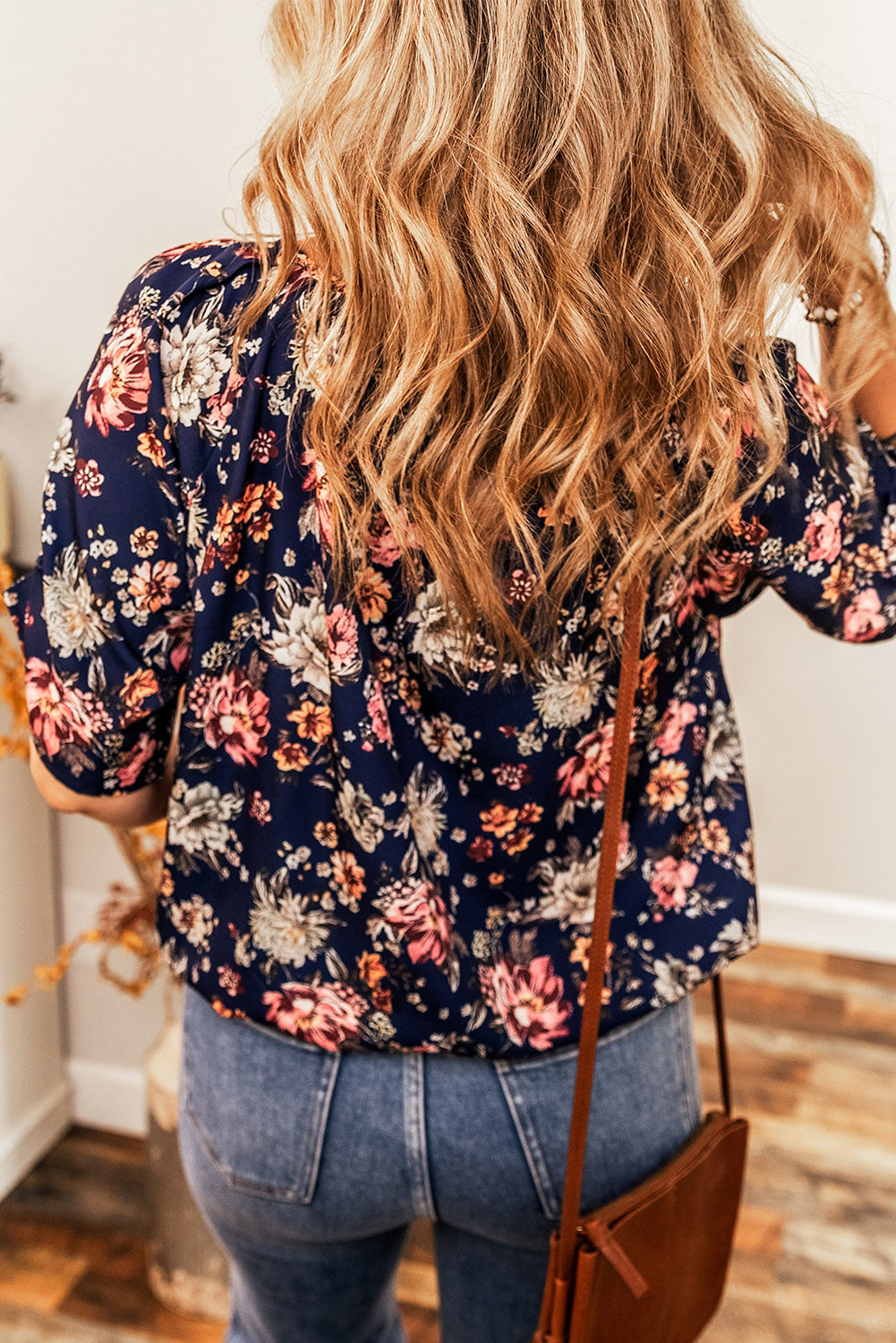 Blue Floral Casual Blouse RTS
