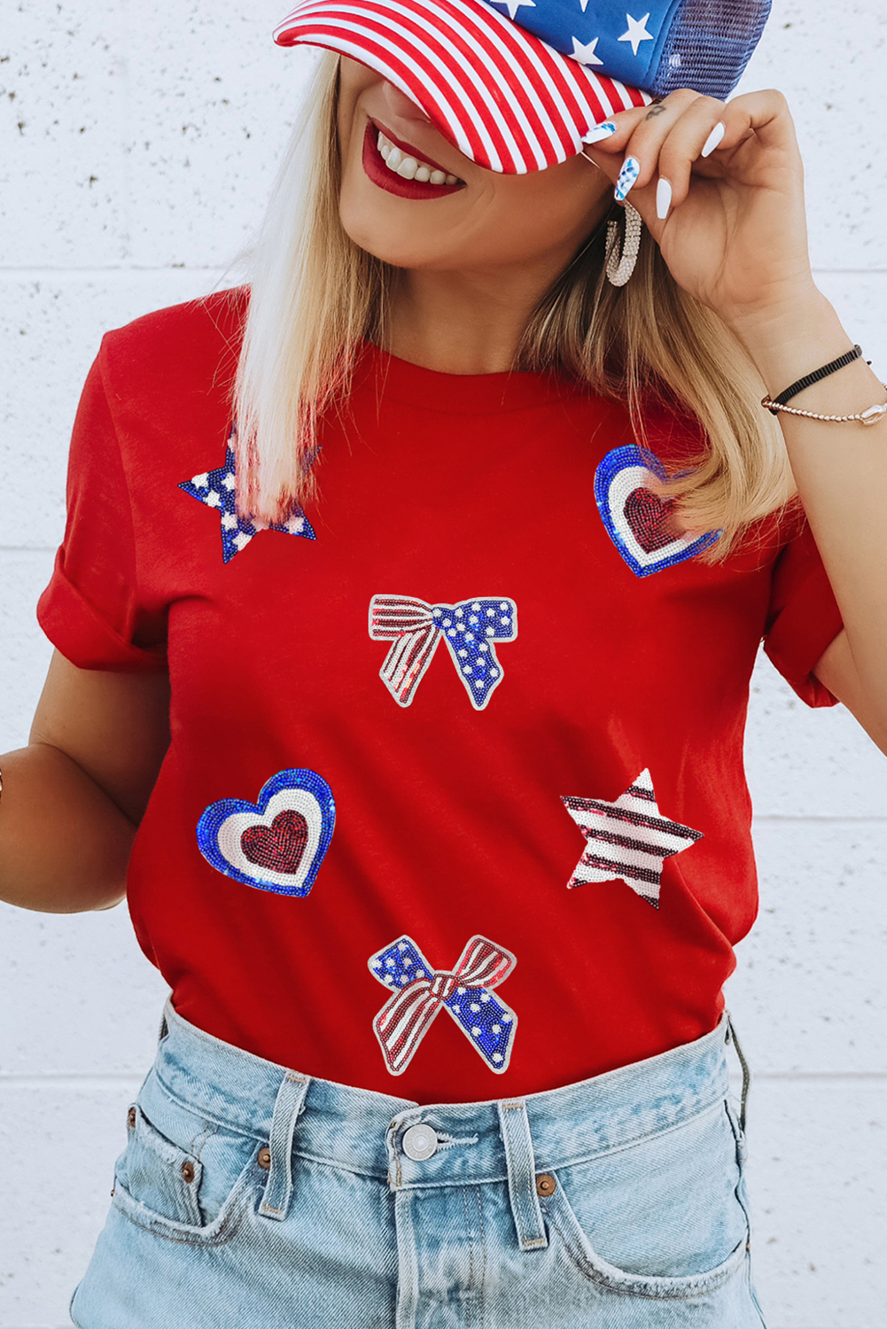 Red American Sequin Crew RTS