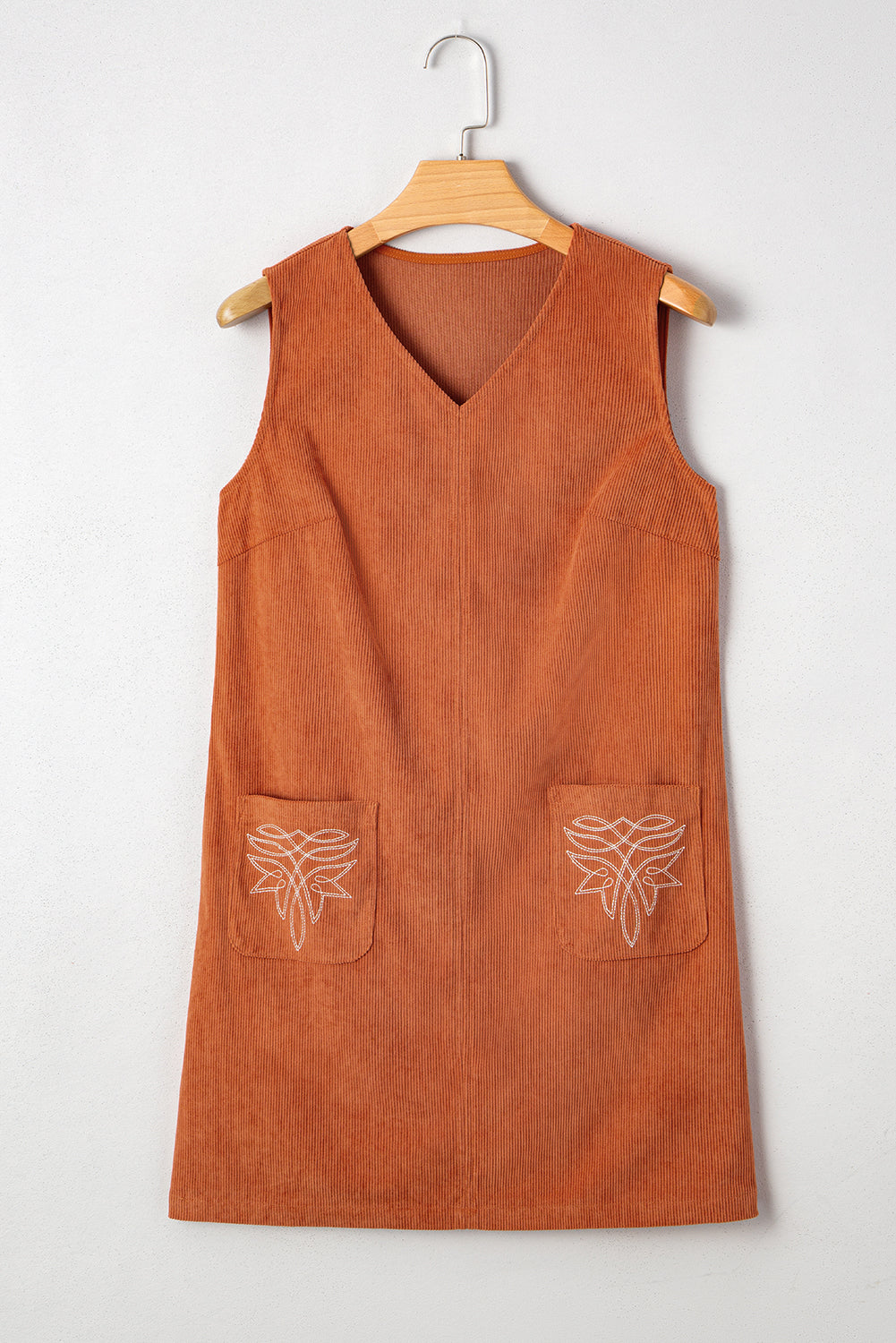 Orange Corduroy Western Dress FB