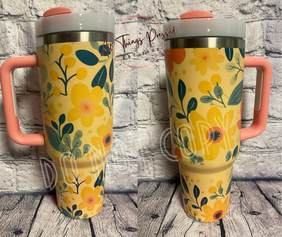 40 oz Creamscicle Floral Tumbler