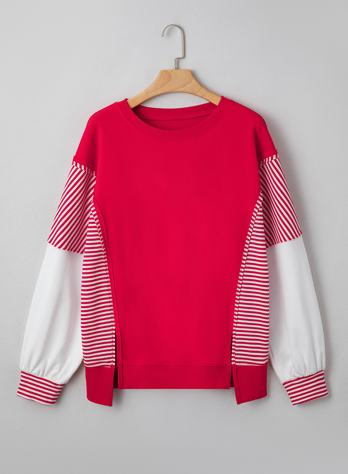 Red Striped Sleeve Sweatshirt LT