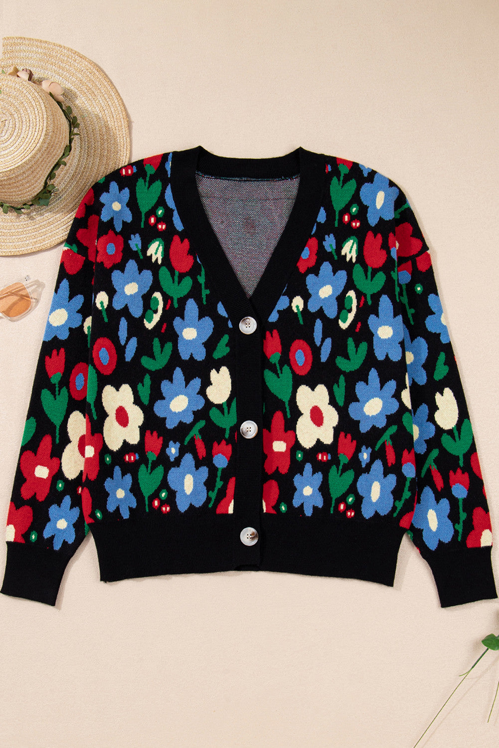 Black Floral Cardigan LT