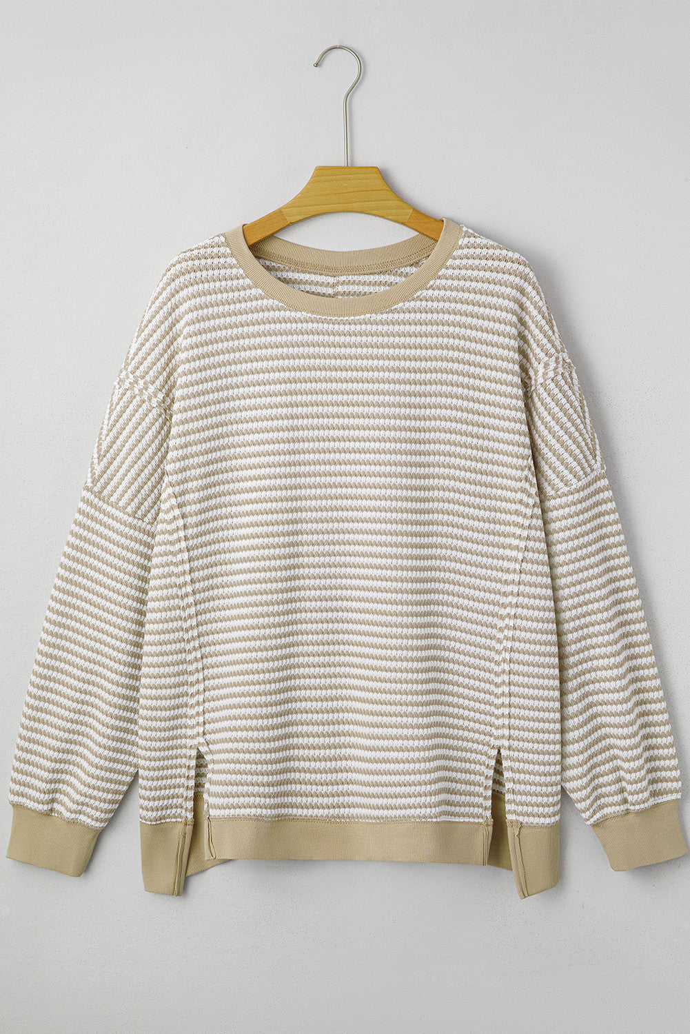 Brown Stripe Knit Ribbed Top LT