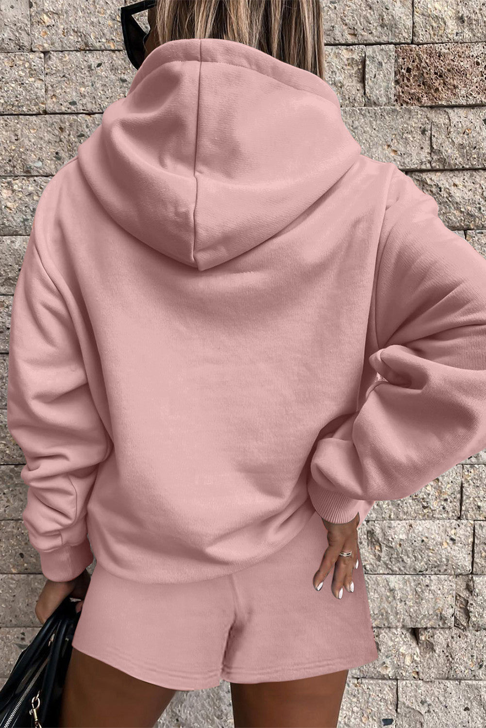 Pink Drawstring Hoodie Set LT
