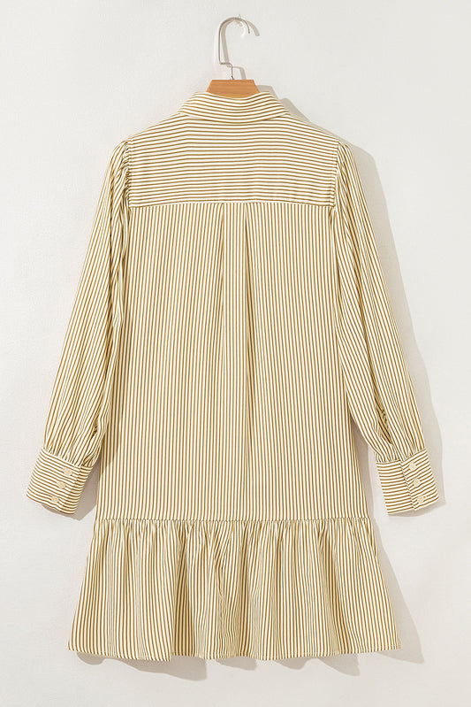 Brown Stripe Collared Dress RTS