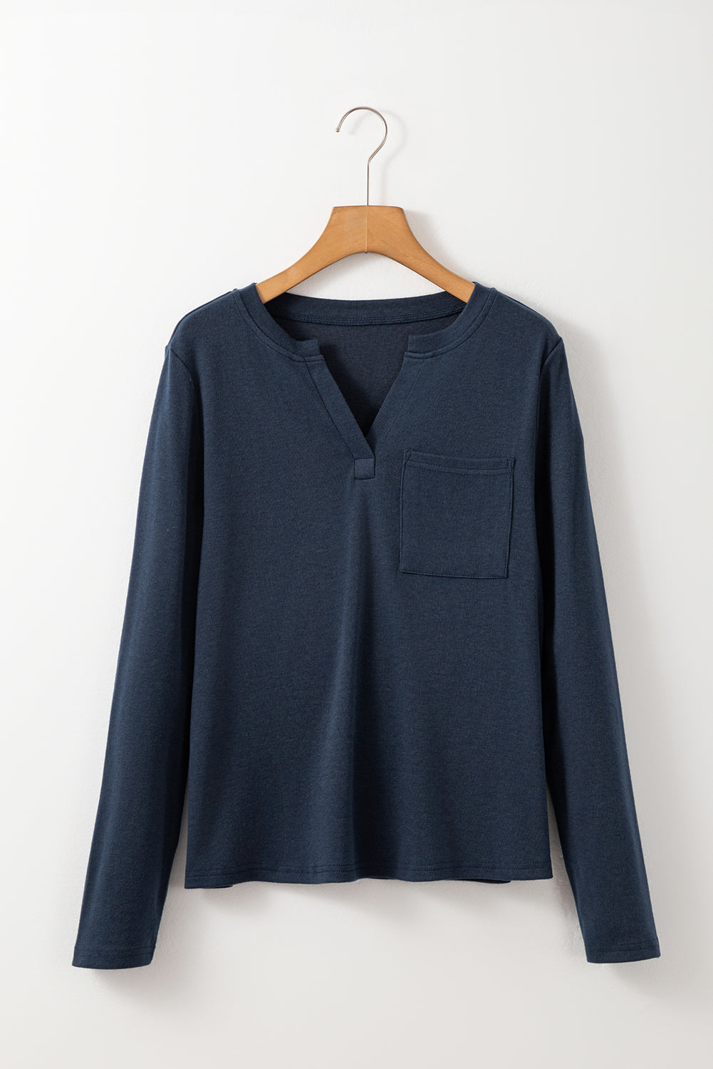 Navy Long Sleeve V-Neck Top FB