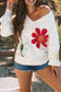 Big Flower Pattern V Neck Sweater *multiple colors* RTS