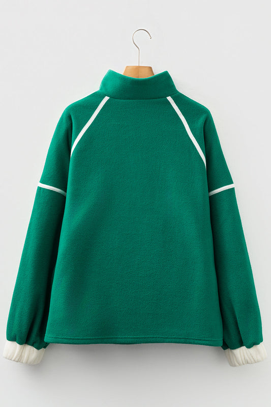 Green Contrast Plus Size Pullover LT