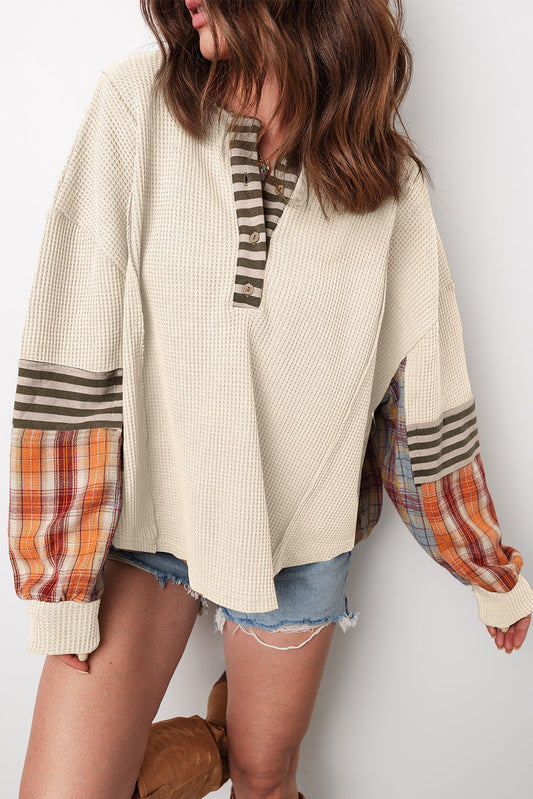 Waffle Plaid Knit Top December.