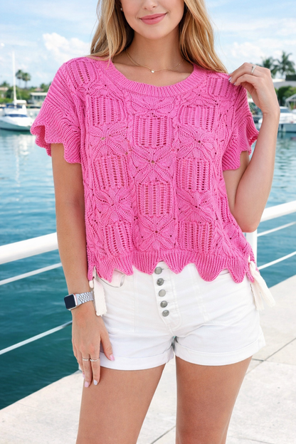 Bow Scallop Trim Sweater RTS