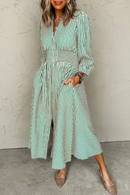 Stripe Clinched Midi Dress October.