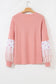 Pink Floral Sleeve Waffle Plus Top LT