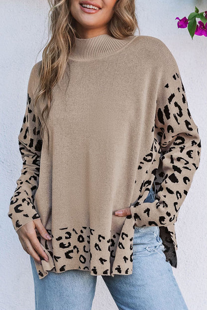 Leopard High Neck Oversized Sweater FB
