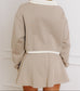Beige Raw Edge Skirt Set RTS
