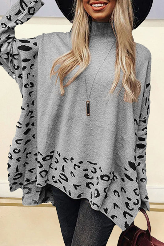 Leopard High Neck Oversized Sweater FB