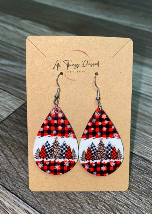 Plaid Tree Earrings