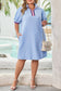 Blue Textured Contrast Zip Collar Plus Dress RTS