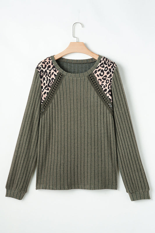 Green Leopard Patchwork Top FB