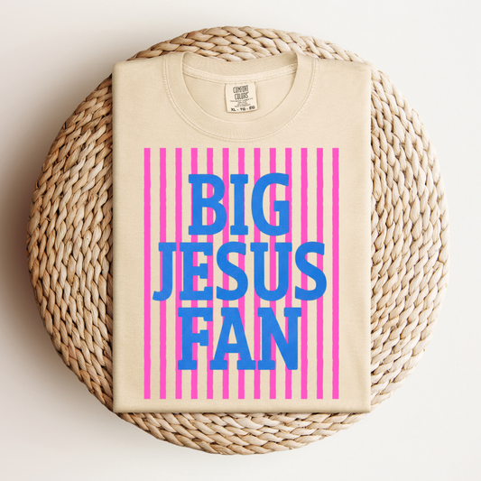 Striped Big Jesus Fan Tee.