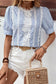 Blue Stripe Floral Lace Blouse RTS