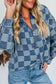 Blue Checkered Denim Hoodie FB