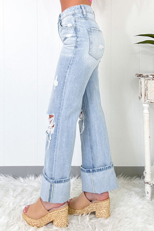 Distressed Light Wash Jeans FB